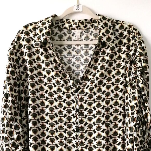 Cato Womens Multicolor Ruched Sleeve V Neck Geometric Blouse Top Size 22/24W - Picture 2 of 7